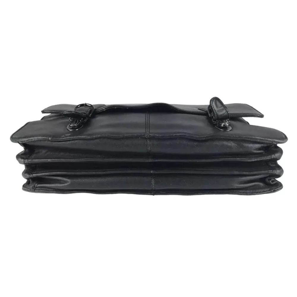 Kenneth Cole Briefcase/Document Case Unisex Black‎ Leather Pockets Top Handle